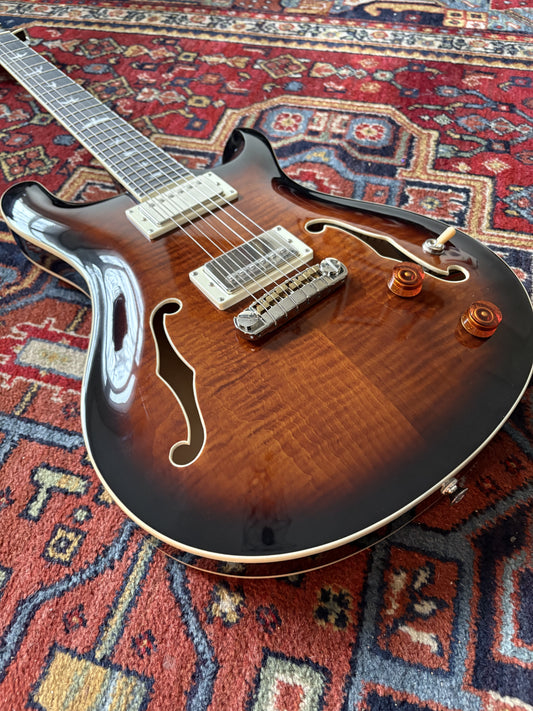 PRS SE Hollowbody II Electric Guitar, Black Gold Burst, Hard Case Pre-Loved
