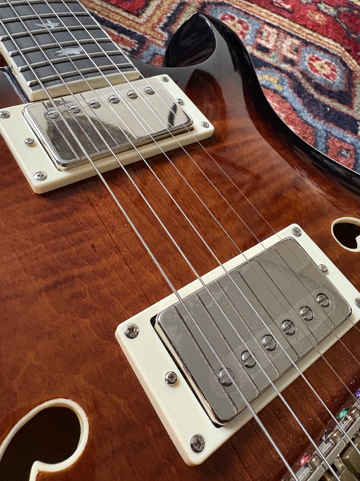 PRS SE Hollowbody II Electric Guitar, Black Gold Burst, Hard Case Pre-Loved